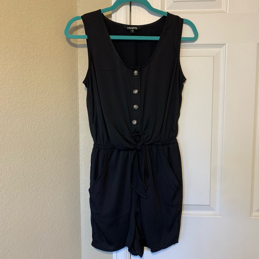 Express Black Sleeveless Romper with Scoop Neckline